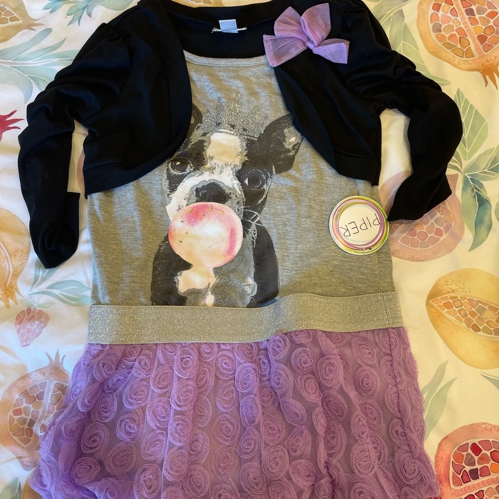 Piper Big Girls Knit 3/4 Sleeve Bolero Shrug Sweater Tutu Dress Size 7/8 M- Kids
